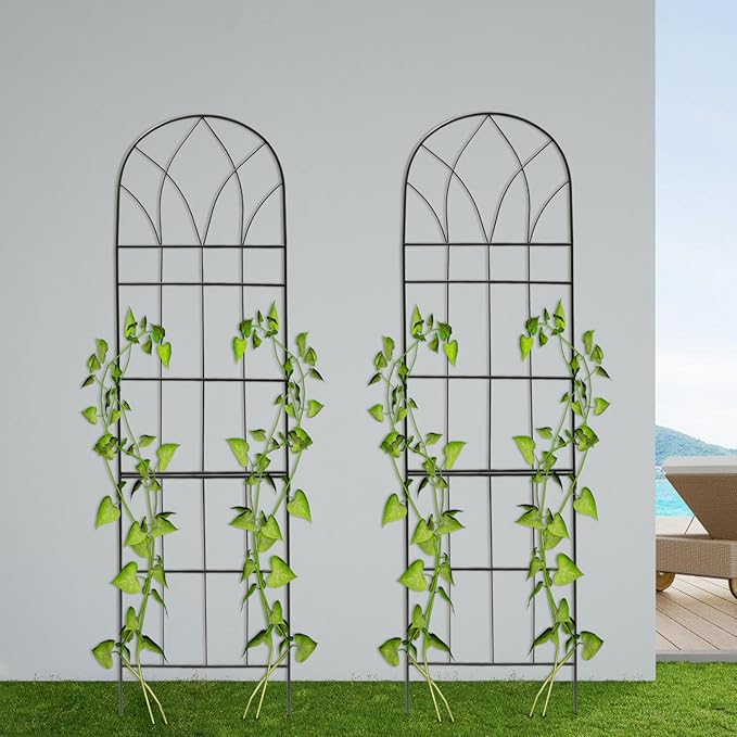 2 Pcs Garden Trellis for Climbing Plants Outdoor 58 x 15 Cucumber Trellis Rustproof Metal Trellis for Tomatoes Vines Flower Beds Roses