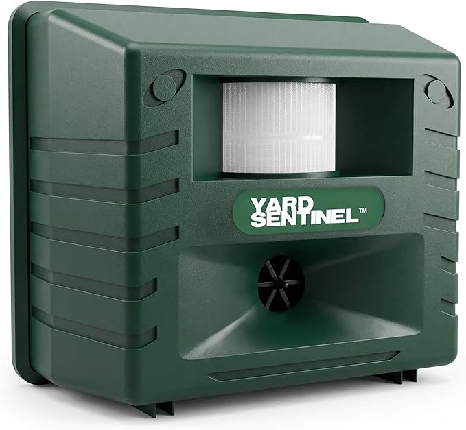 ASPECTEK Yard Sentinel Outdoor Ultrasonic Animal Repeller with Motion Sensor Adjustable Volume Waterproof Extension Cord Powerful Repel for Squirrel Raccoon Skunk Rabbit Fox Deer Etc