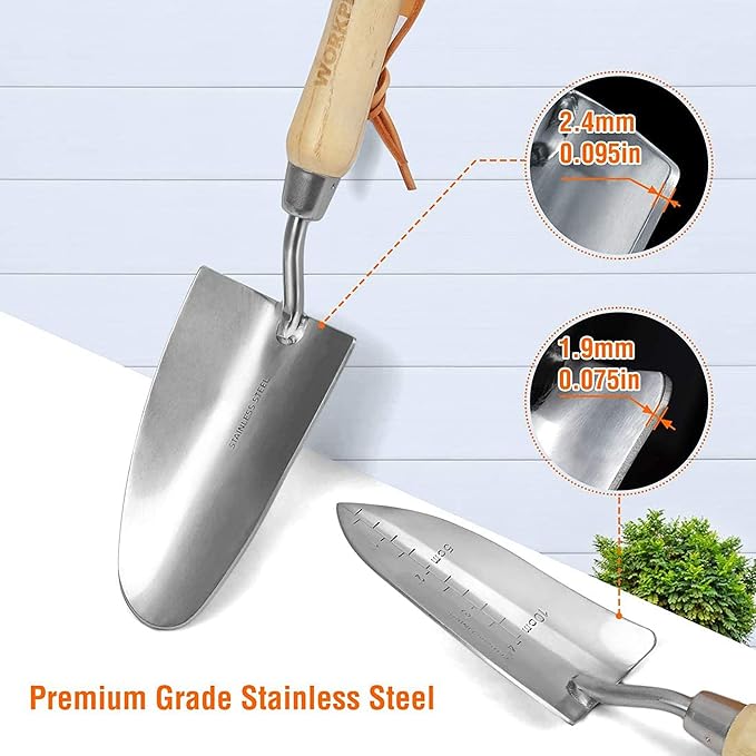 WORKPRO W005010WE 4 Piece Garden Tool Set – Heavy-Duty Stainless Steel Includes 4 Hand Tools (1 Kit)
