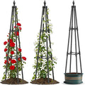 Obelisk Trellis for Climbing Plants 4 FT Garden Trellises with 16mm Thickened Plastic-Coated Metal Pipes Trellis for Climbing Potted Plant Vine Flower Rose Vegetable Tomato Cucumber Outdoor Indoor