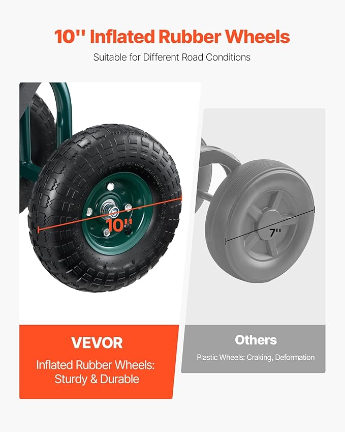 VEVOR Rolling Garden Cart with Swivel Seat Heavy Duty Garden Seat with Storage Basket &amp Tool Tray 300 lbs Weight Capacity Outdoor Utility Gardening Stool Scooter for Lawn Yard Planting Weeding