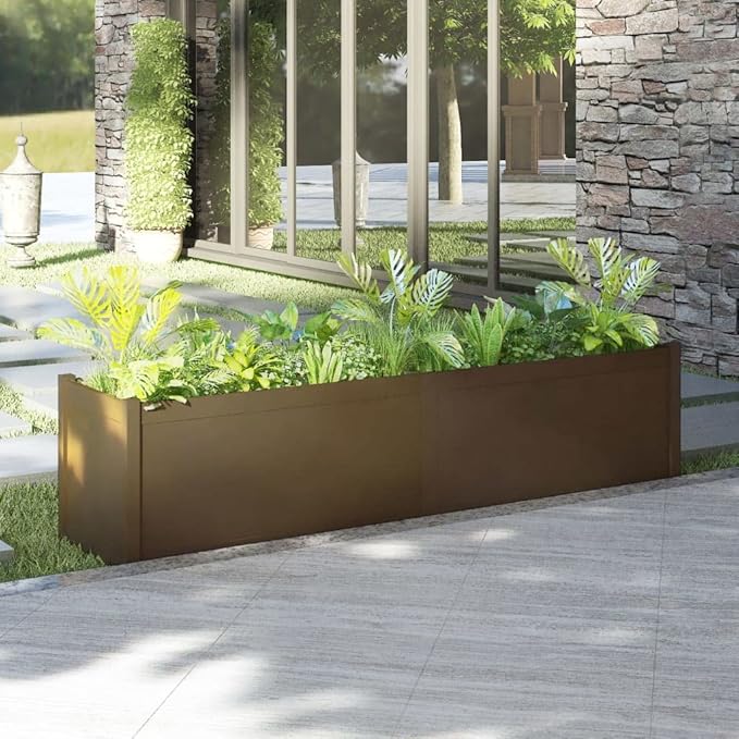 Wooden Garden Planter Box Raised Garden Bed Indoor Outdoor Planter Outdoor Wood Raised Garden Bed for Vegetables Flowers Herbs Honey Brown 78.7x19.7x19.7 Solid Wood Pine-275