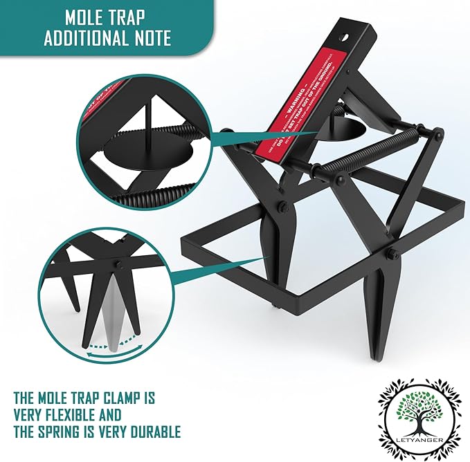 Mole Traps Black Galvanized Steel Scissor Trap Reusable Gopher Traps Mole Killer Ground Moles Trap for Lawns 2025 Style (4 Pack)