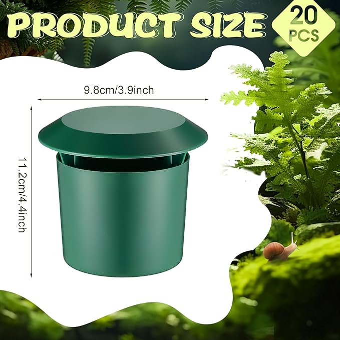 Qualirey 20 Pcs Beer Slug Snail Traps 3.86 x 4.41 Inch Plastic Snail Trapper Reusable Snails Catcher Slug House for Garden Farm
