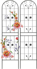 Garden Trellises 2 Pack Black Metal Coated Rustproof Trellis for Climbing Plants Outdoor Roses Vines Flowers and Vegetables-19.7×86.7 inches