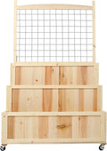 3-Tier Raised Garden Bed with Trellis &amp Wheels – 53 H Vertical Wooden Planter Box for Flowers Vegetables Herbs -Includes Storage Back Panel