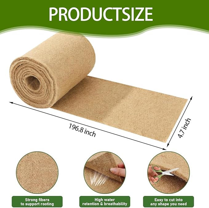 Vexillum Jute Microgreen Growing Mat Roll 2-Pack (5 x 197) – Natural Grow Pad for Microgreens Seed Sprouting &amp Hydroponic Trays