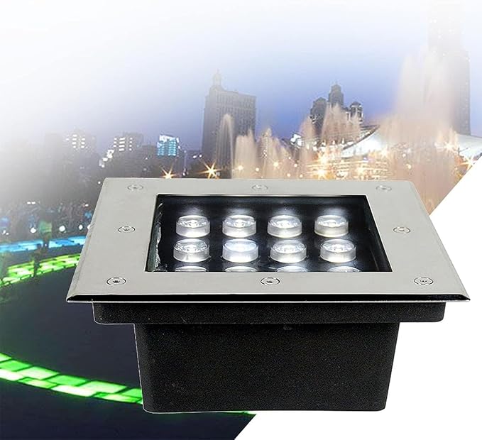 LED Landscape Lights - Square Buried Garden Lamp DC12V Outdoor Recessed LED Light IP67 Waterproof Spotlight Led Beam Light for Outdoor Stair Step Deck Driveway Decorative(Blanc36W)