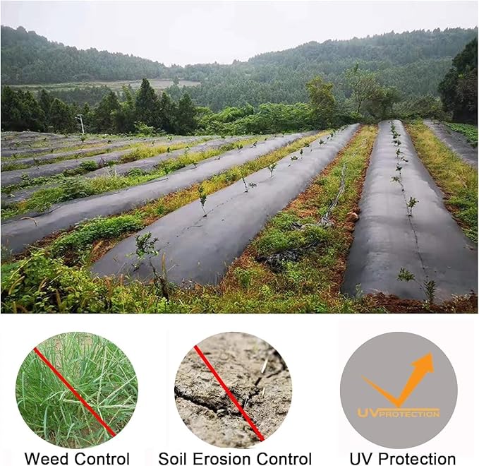 70g/2.46oz Driveway Fabric Heavy Duty Woven Landscape Fabric Garden Weed Barrier Fabric Weed Control Fabric Geotextile Fabric for Landscaping Ground Cover Weed Block Gardening Mat(1.2*10m)