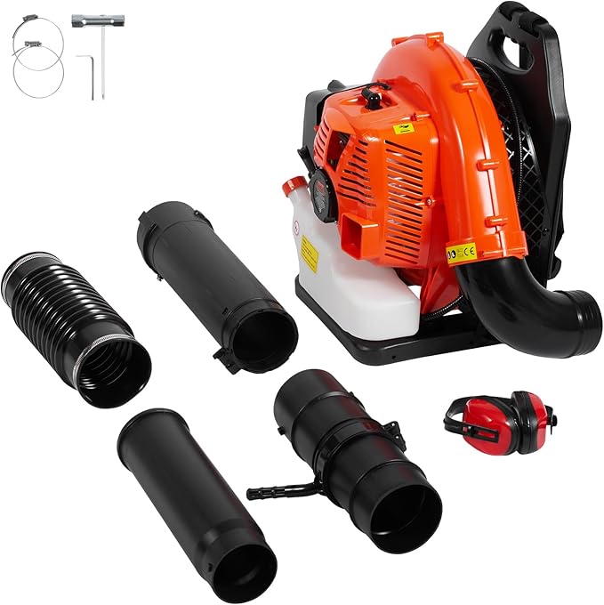 VEVOR 79cc Backpack Gas Leaf Blower 2-Cycle Gas Powered Backpack Blower with 3L Fuel Tank 930CFM Air Volume 184MPH Speed Ideal for Lawn Care