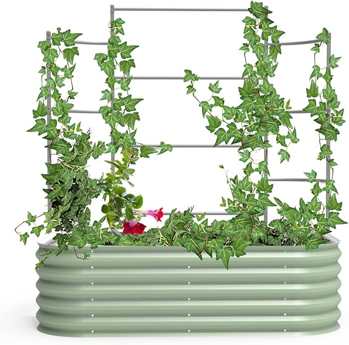 Vego Garden Modular Wall Trellis System Triple Section 5.0' Long for 2.0' x 5.0' (4 in 1) or 3.5' x 5.0' (6 in 1) or 5.0' x 5.0' (9 in 1) Garden Beds