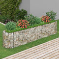 Gabion Raised Garden Bed Durable Galvanized Iron Metal Rectangular Planter for Outdoor Plants 102.4x102.4x19.7 inch Silver