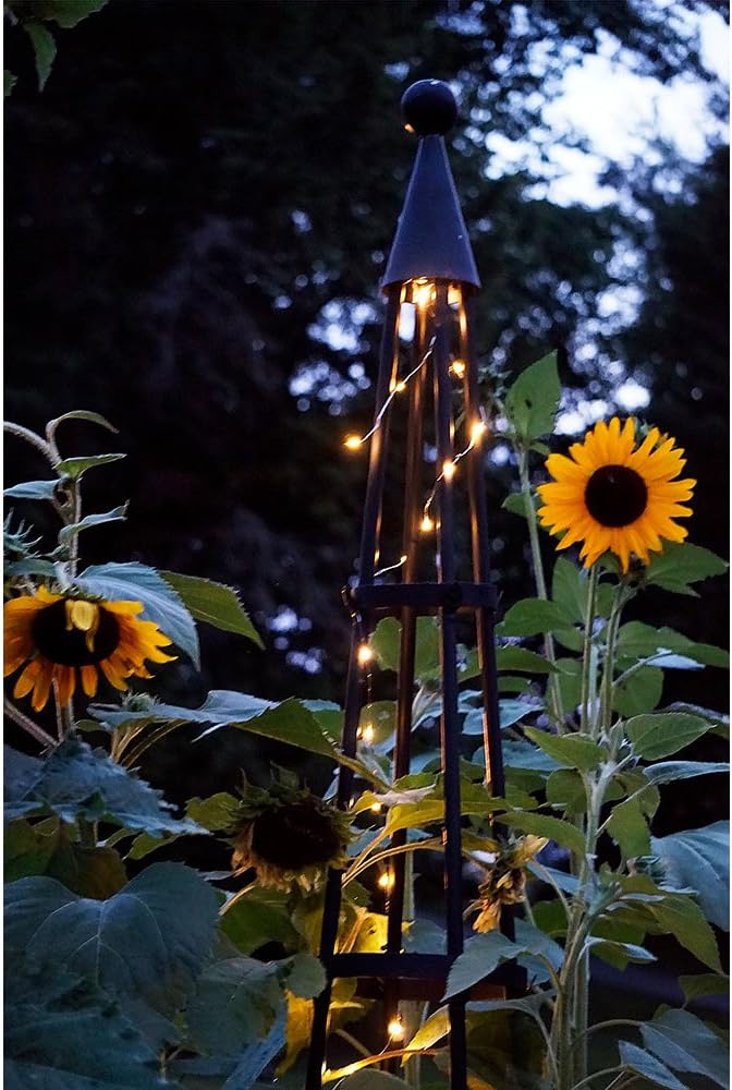 Achla Designs OBL-02 85-in Wrought Iron Garden Obelisk Trellis H Graphite