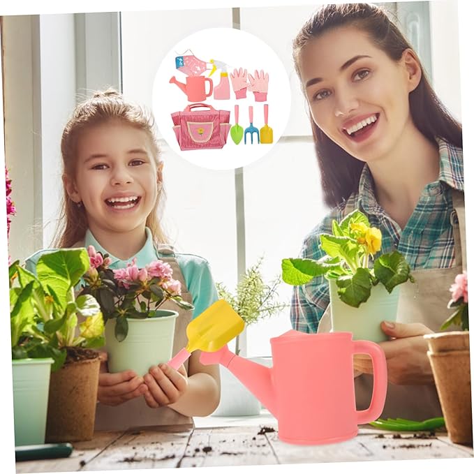 BESPORTBLE 1set Boys and Girls Gardening Tools Set Apron Gloves Rake Shovel Watering Can and Tote Bag Garden Tool Kit for Outdoor Fun and Learning