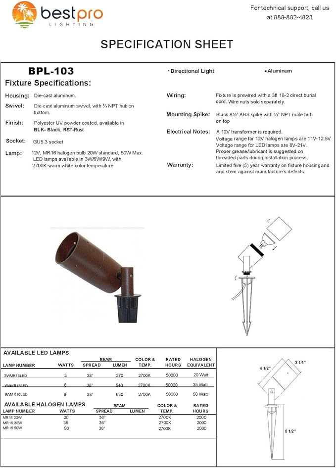 BestPro Lighting's 3 Watt LED Low Voltage Modern Bullet Lighting(103)