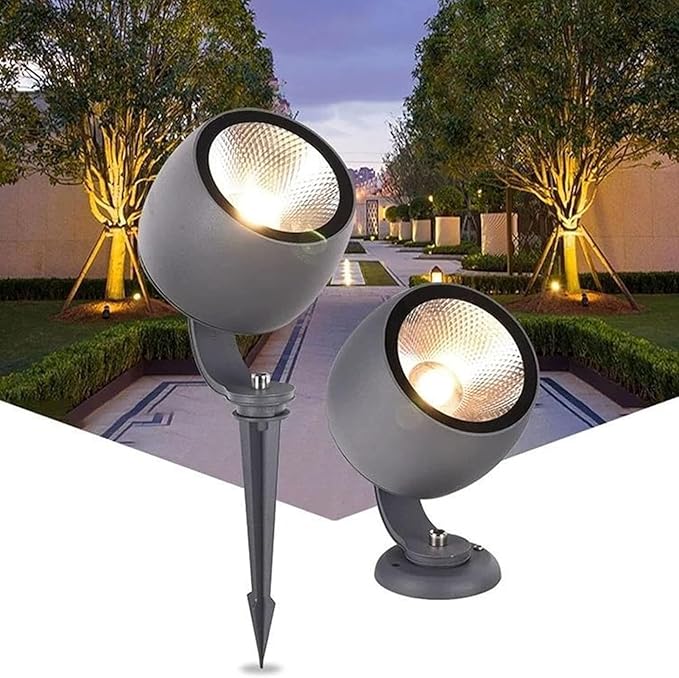 Rotation Spotlight - LED Floodlights AC85-265V Lawn Park Tree Lamps IP65 Waterproof Outdoor Decorative Round Flood Lamp for Garden Villas Path Landscape Lighting(WhiteB-20W(AC85-265V))