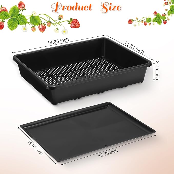 Aoriher 10 Set/20 pcs Mesh Bottom Trays and Trays mat Soil Blocking Trays Seed Starting Trays Plastic Seedling Starter Microgreen Growing Tray for Microgreen Plant Seed Tray 15 x 12 Inch