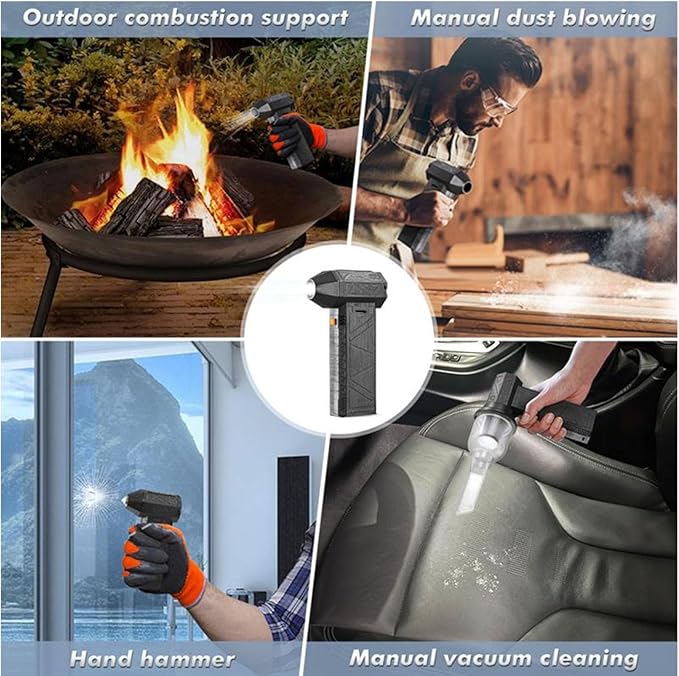 Dry Blower 130000RPM Snow Blower with High Speed Turbofan Powerful Brushless Motor Cordless Handheld Super Fan Blower for Car Cleaning Camping Outdoors