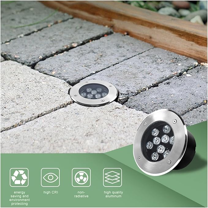 In-Ground Garden Light - Recessed Outdoor LED Spotlight Outdoor LED Floodlight IP67 Waterproof Recessed Ground LED Spotlights for Garden Construction Site Lighting(Yellow24W(85-265v))