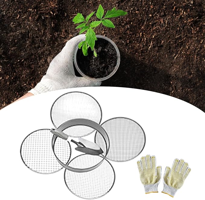 Stainless Steel Compost Sifter Garden Sieve Meshes Soil Sieve for Sawdust Grass Litter Compost Debris Garden Soil Filter