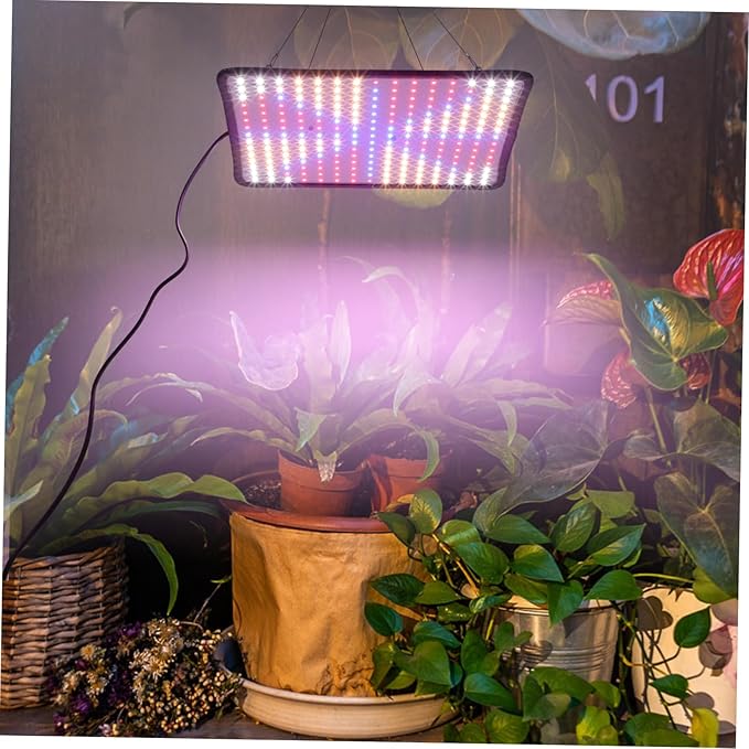Garneck 225 LED Plant Grow Light Indoor Hanging Grow Lamp Adjustable Chain Ultra-Thin Red for Hydroponic and Household Plants