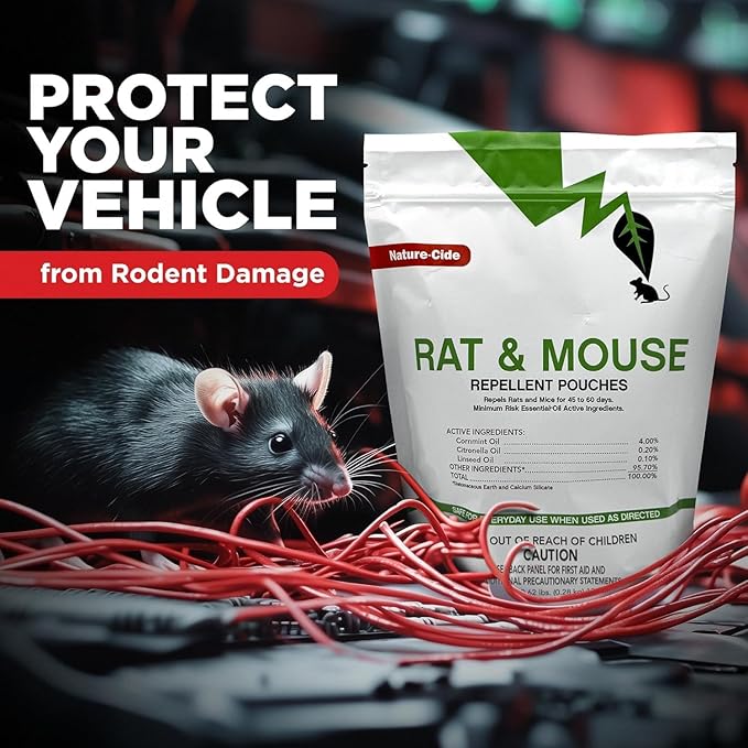 Nature-Cide Rat &amp Mouse Repellent | Long-Lasting Plant-Based Pouches | Great Alternative to Moth Balls | 45–60 Day Protection | Mint Scent | Covers 300 Sq. Ft. Total (Pack of 12)