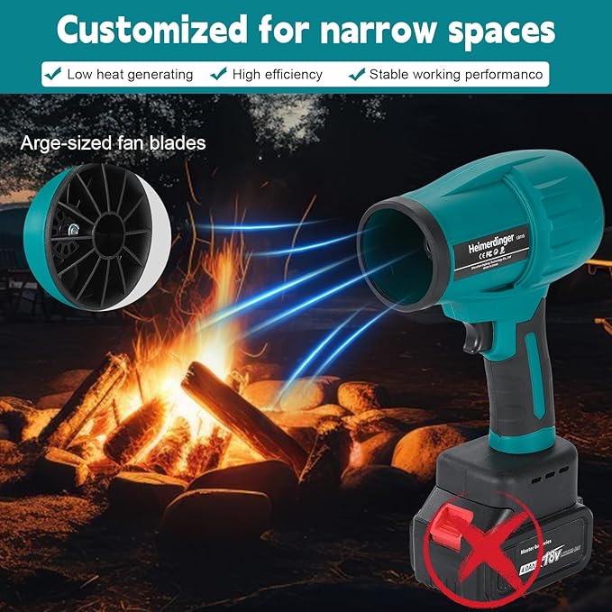 Cordless Leaf Blower Compatible with M@Kita 18V Battery - 35000 RPM High Velocity Electric Air Duster &amp Turbine Fan for PC Cleaning Woodworking Sawdust Yard Debris - Lightweight Handheld Blower