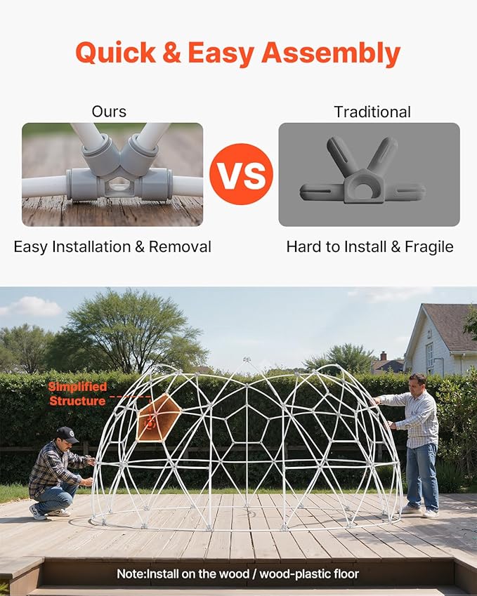 VEVOR Garden Dome Tent 12 x 7.2 ft Clear Bubble Tent House for 4-7 Person Waterproof PVC Geodesic Dome Greenhouse with Ventilated Window Outdoor Igloo Tents for Patio Backyard Party Camping
