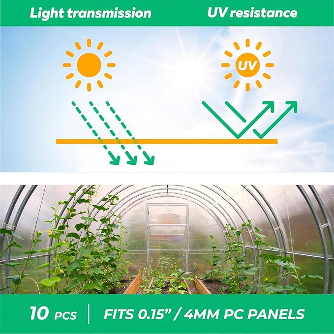 Polycarbonate Greenhouse Panels (H Connectors) - 0.15 Thick Fits 4mm Twin-Wall Polycarbonate Panels Join 2 Pieces of Panels Together 4-Foot Length 10 Pieces (H Connectors 4mm 4ft)