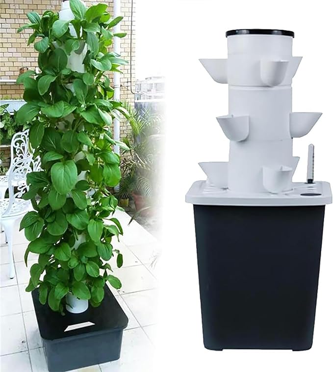 30-Plant Hydroponics Tower Garden Hydroponic Growing System Aeroponics Growing Kit for Herbs Fruits and Vegetables with Hydrating Pump Adapter Net Pots Timer for Herbs Fruits and Vegetables//1pc