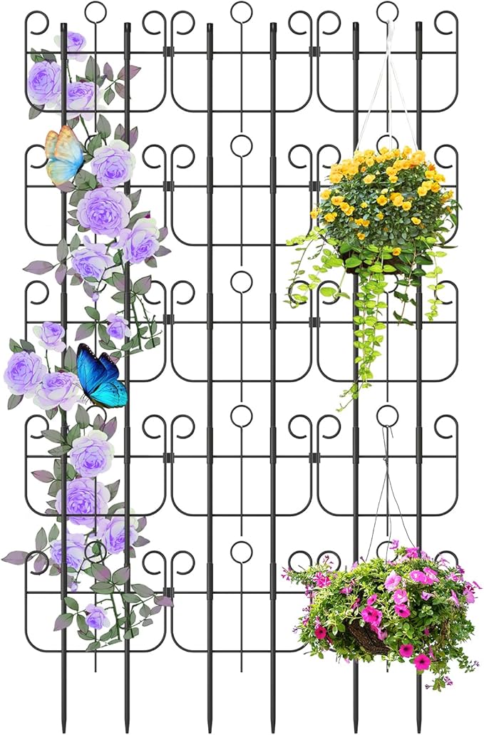 Garden Trellis for Climbing Plants Outdoor Rustproof Heavy Duty Plant Climber Support for Flowers Vine Cucumbers Expandable Height &amp Width No Dig Decorative Garden Fence Panels