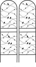 Metal Garden Trellis Rustproof Trellis for Climbing Plants Outdoor Flower Support Bird Deco (Black-2 Pack 71x19.7)
