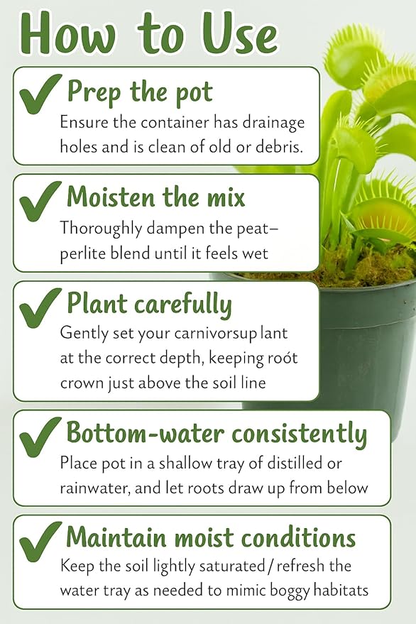GARDENERA Sphagnum Moss Potting Mix for Carnivorous Plants Moss and Perlite Blend for Potting Venus Fly Traps Sarracenia Pitcher Plants - 75% Sphagnum Moss + 25% Perlite - Made in USA - 3 Quart