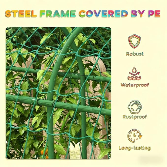 Arch TrellisA Frame Metal Garden Trellisfor Climbing Plants Outdoorwith Climbing Net