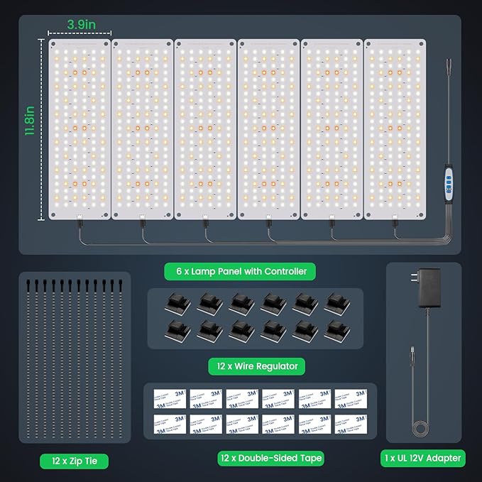 Garpsen Grow Lights for Indoor Plants 882 LEDs Full Spectrum Plant Light with 5 Dimmable Levels &amp 3 Color Modes Grow Lamp with Auto Timer 6/12/16H for Under Cabinet Plant &amp Plant Stand(6Pane