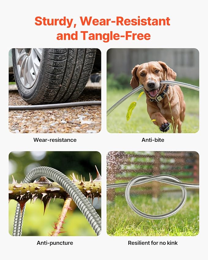 VEVOR Garden Hose Metal 150 ft Rust Proof Stainless Steel Water Hose Heavy Duty Backyard Hose with 10 Function Nozzle No-Kink &amp Flexible Water Pipe Lightweight Metal Hose for Yard Outdoor