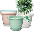 5 Packs 10 inch Plant Pots + Saucer Planters for Indoor &amp Outdoor Plants with Drainage Holes | Plastic Flower Pots Large Planter (Colorful 10 inch)