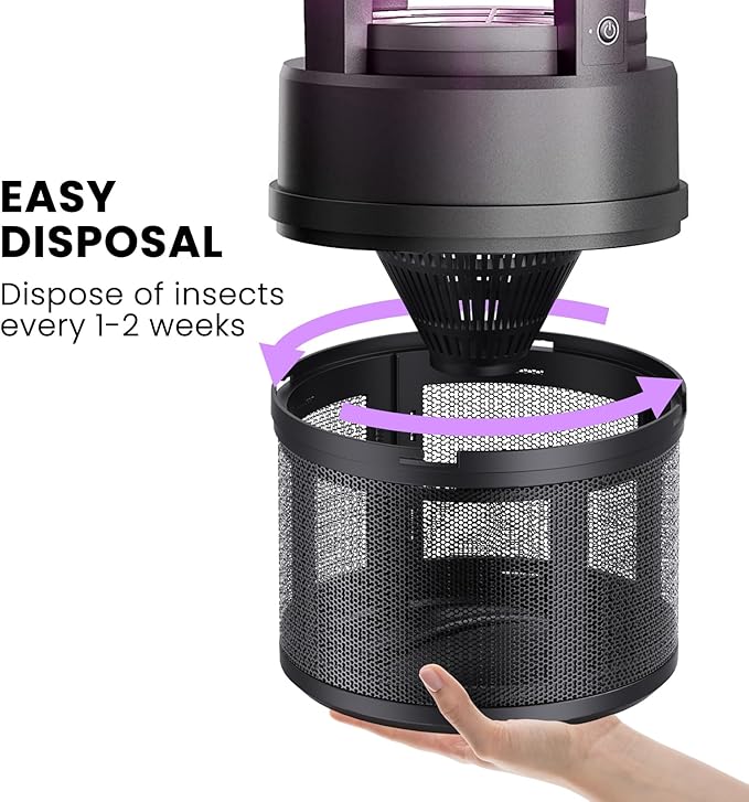 Mosquito Trap Outdoor Flying Insect Bug Trap with Lighting Sleep and Timer Functions Gnat Flies Moths Wasps Beetles Catcher Indoor Bug Mosquito Zapper Alternative Black