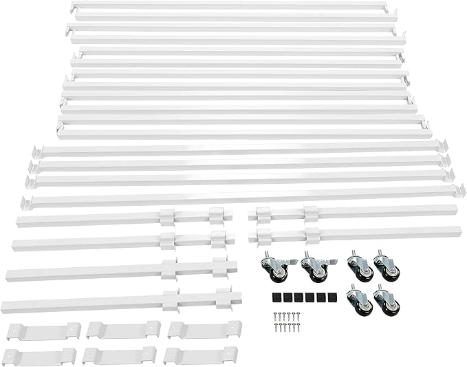 HECASA 4' x 8' Rolling Flood Table Tray Stand for Hydroponic Trays Reservoirs Hydroponic Tray Plants Stand Toolless Assembly Tray Stand Heavy Duty Steel Powder Coated White 600 LBS Weight Capacity
