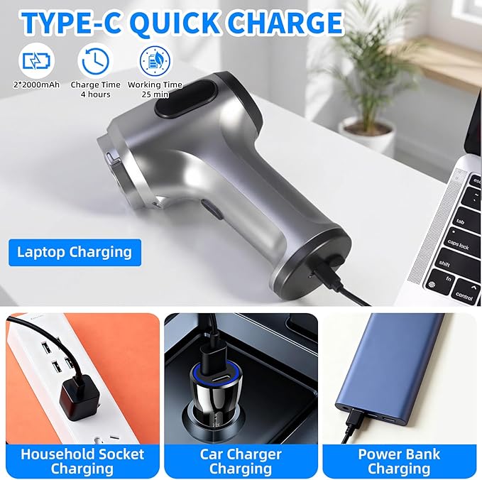 Bug Vacuum CatcherCordless Handheld Vacuum Cleaner RechargeableHigh Power Portable Bug Catcher Handheld Vacuum Cordless Indoor with LED FlashlightSmall Spider Catcher Use for Home Car (Silver)