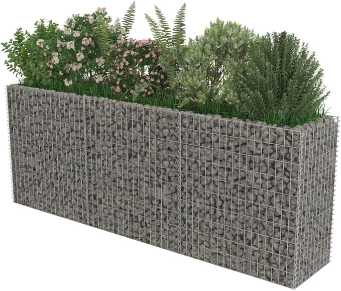 Gabion Raised Bed Patio planters Gardening Box Garden beds Outdoor Raised Flower Bed Suitable for Nursery Courtyard Orchard Arboretum Galvanized Steel 106.3x19.7x39.4