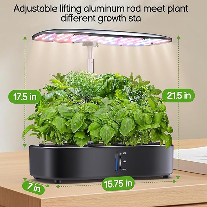 Hydroponics Growing System Kit - 12 Pods Indoor Herb Garden with LED Grow Light Adjustable Height up to 17 Auto Timer - Perfect Home Birthday &amp Mother’s Day Gift for Women