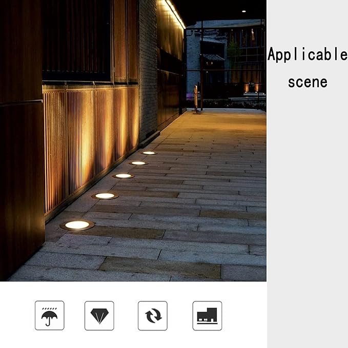 Recessed Underground Lamp Anti-Rust LED Spotlight IP67 Waterproof Outdoor Landscape Light for Yard Driveway Walkway Pathway Lighting