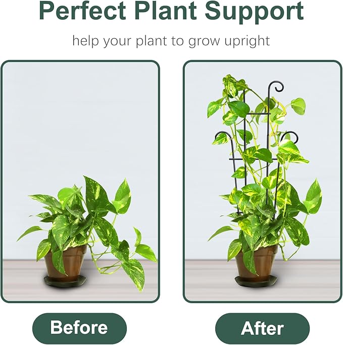 Coomin 23in Taller Plant Trellis for Climbing Plants Indoor Sturdy Houseplant Trellis for Potted Plants with Ties Vine Plant Support for Monstera Pothos Ivy Plant Decor 4P