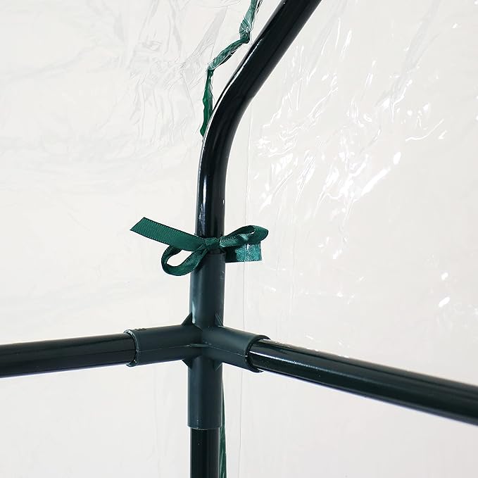 Sunnydaze Portable Outdoor Grandeur Walk-in Greenhouse with 4 Steel Wire Shelves and Roll-Up Door - Clear