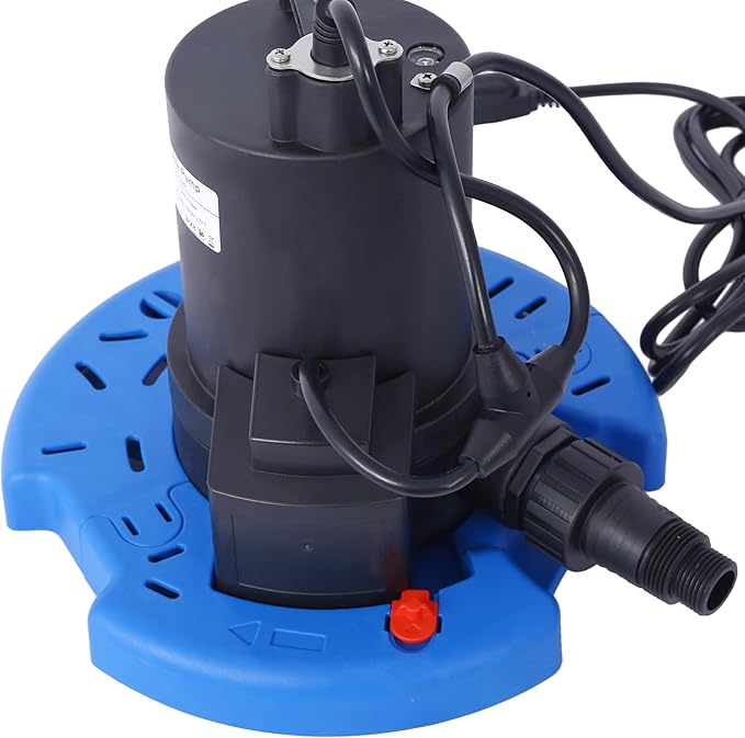 1/4 HP Automatic Swimming Pool Cover Pump 120 V Submersible with 3/4 Check Valve Adapter1850 GPH Water Removal for Pool Hot Tubs Rooftops Water Beds and more