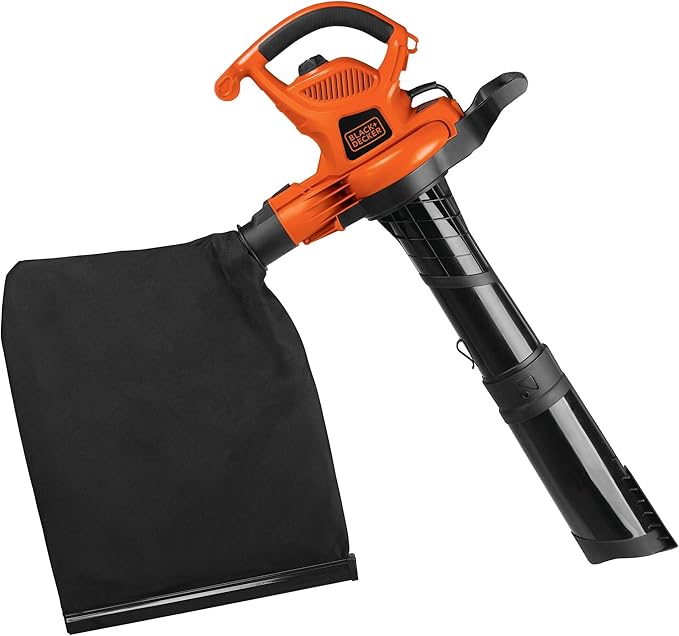 BLACK+DECKER 3-in-1 Electric Leaf Blower Leaf Vacuum/Mulcher Up to 250 MPH Premium Disposable System Corded 12-Amp Handheld Lightweight Corded Electric Combo (BV6600)