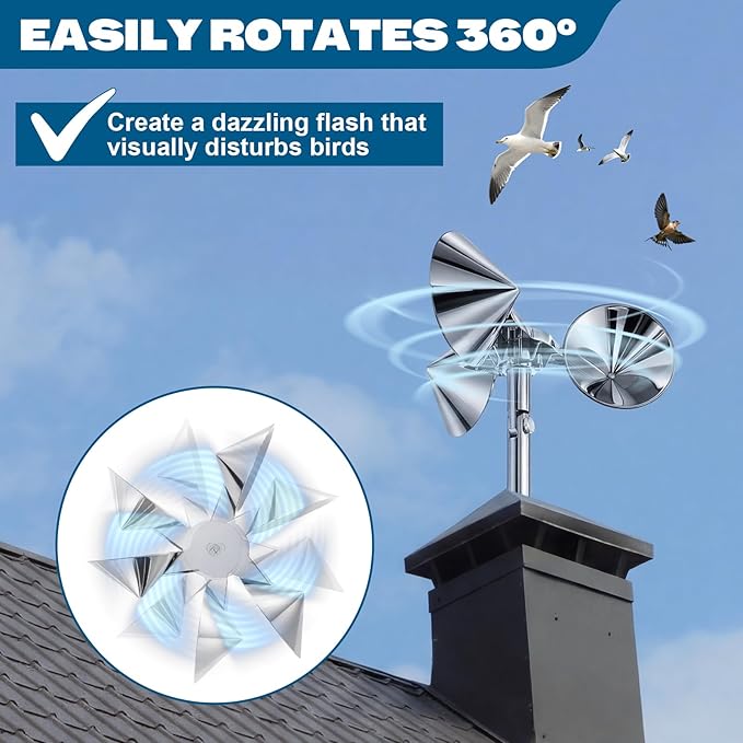 14 Pcs Bird Scare Reflective Device Set Bird Spinning Deterrents for Pigeon Woodpeckers Hanging Discs Owl Wind Spinner Scare Reflectors Owl Repels Device for Outdoor Outside Garden Roof