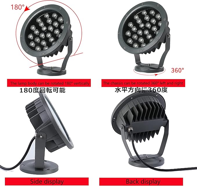 Outdoor LED Spotlight Waterproof Bright Outdoor Landscape Automatic Timer Mini Lawn Lamp 24W Graden Lights Lawn Decorative Lamp with Plug Flag Light Courtyard Facial Lighting Warm White