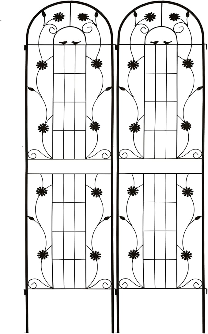 Metal Garden Trellis 86.7 x 19.7 Rustproof Trellis for Climbing Plants – Easy to Assemble Sturdy and Multi-Purpose Outdoor Flower Support(2 Pack-Black)